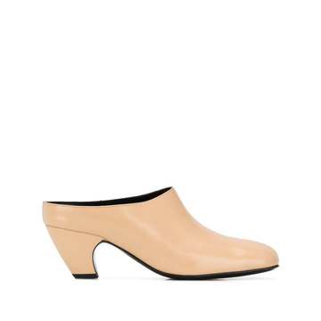 square toe block heel mules