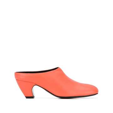 square toe block heel mules