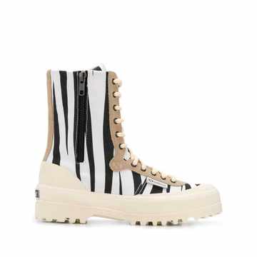 zebra-print lace-up boots