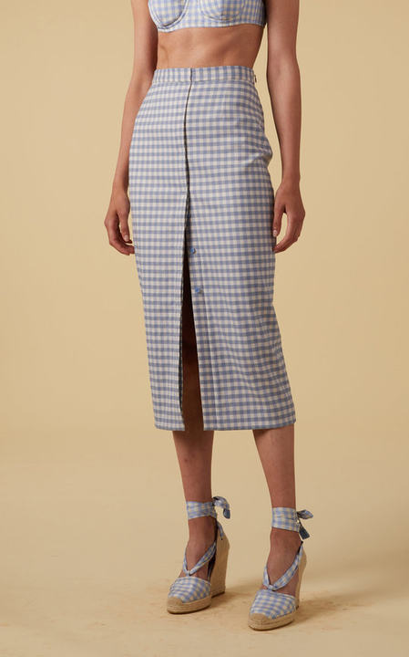 Lex Wool-Blend Gingham Skirt展示图