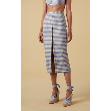 Lex Wool-Blend Gingham Skirt