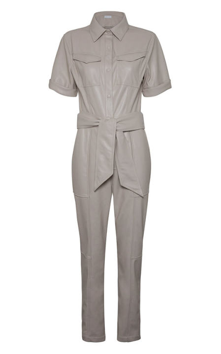 Maddy Belted Faux Leather Jumpsuit展示图