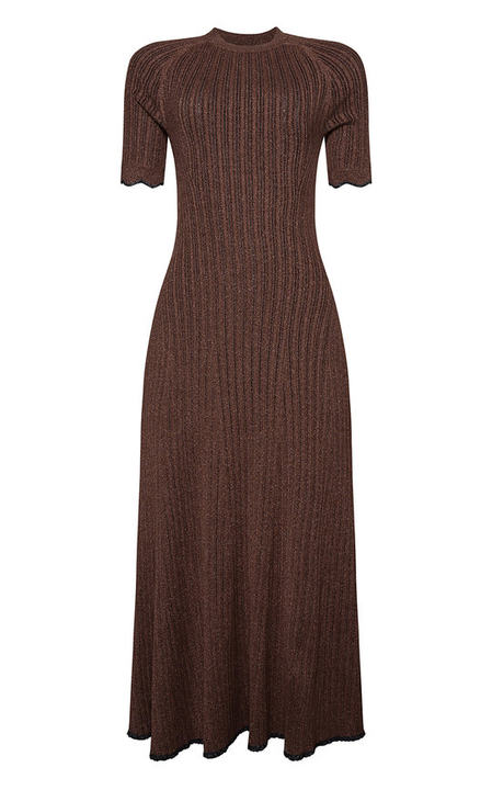 Everette Metallic Ribbed-Knit Midi Dress展示图