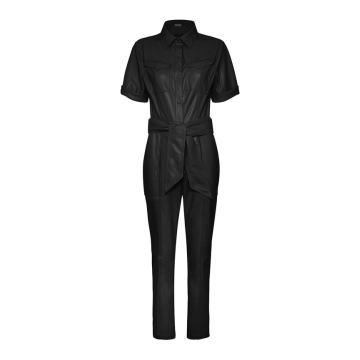 Maddy Belted Faux Leather Jumpsuit