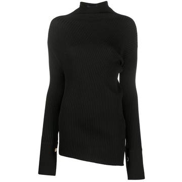 asymmetric mock-neck sweater