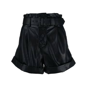 leather look belted shorts