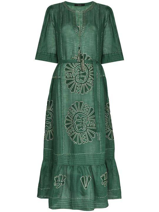 Camelia embroidered linen dress展示图