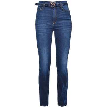 belted slim-fit jeans