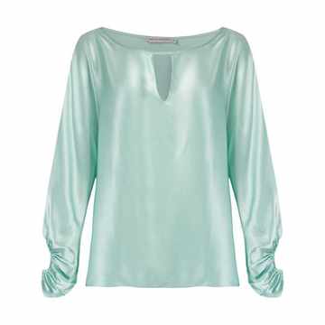 billowing sleeves silk blouse