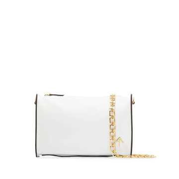 white gold chain leather cross body bag