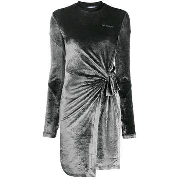 velvet asymmetric knot dress