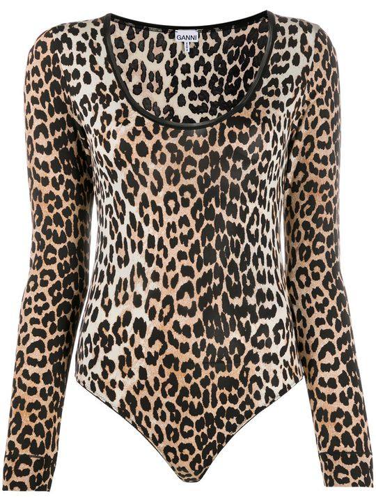 leopard print long-sleeve bodysuit展示图