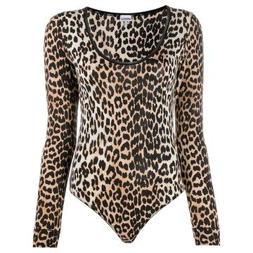 leopard print long-sleeve bodysuit