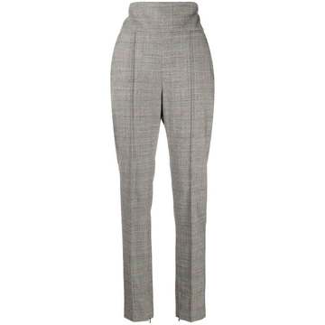 high rise checked trousers