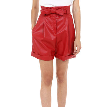 Eco-Leather Belted Shorts