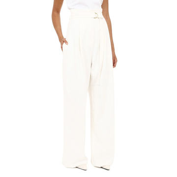 Cotton Drill High Waisted Belted Pants