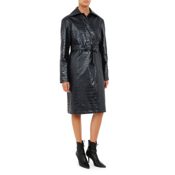 Faux Crocodile Leather Trench Coat