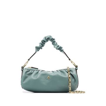 blue Cylinder ruched leather shoulder bag