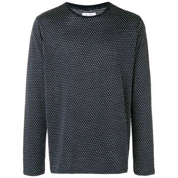 pointelle textured long sleeve crew neck shirt