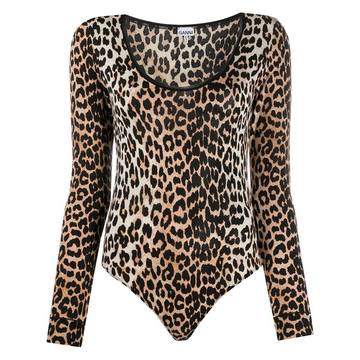 leopard print long-sleeve bodysuit