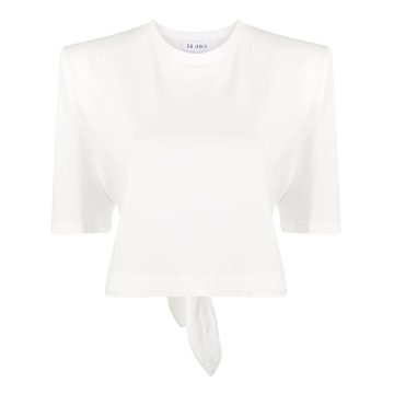 padded shoulders cropped T-shirt