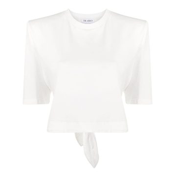 padded shoulders cropped T-shirt