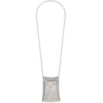 silver tone mesh pendant necklace