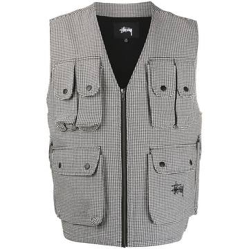 houndstooth utility gilet