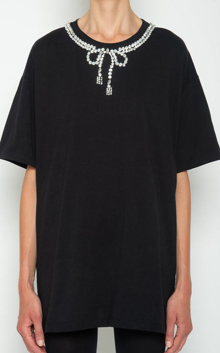 Embellished Neckline Cotton T-Shirt展示图