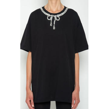 Embellished Neckline Cotton T-Shirt