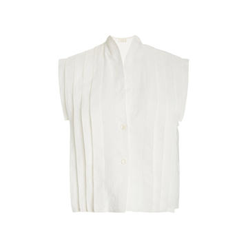 Marie Pleated Linen Top