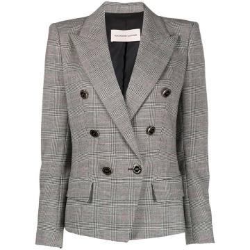 double-breasted check blazer