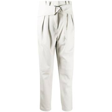 high-rise belted trousers