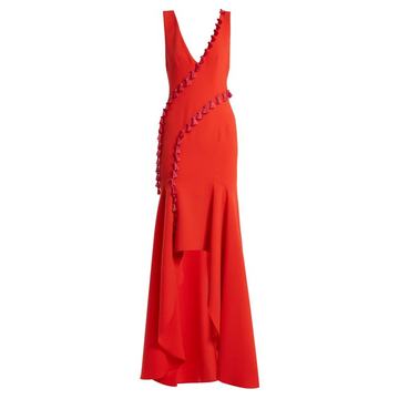 Cuzco tassel-embellished V-neck gown