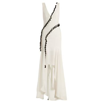 Cuzco tassel-embellished V-neck gown