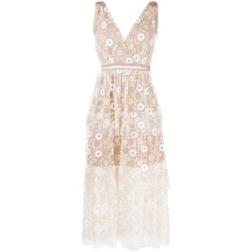 sequin embroidery flared dress