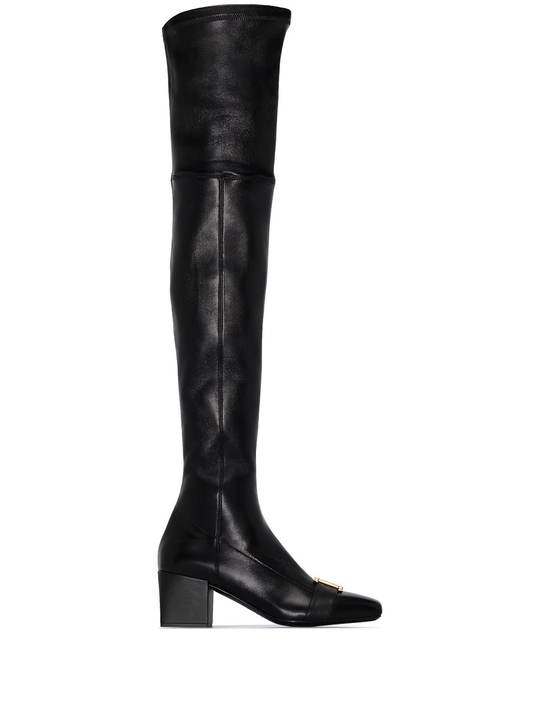 black Rosalyn 55 over-the-knee leather boots展示图