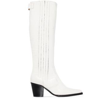 white western 60 mock croc leather knee high boots