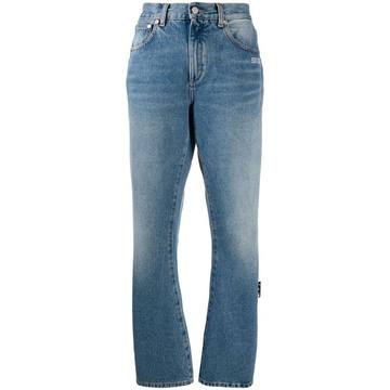 washed-effect straight-leg jeans