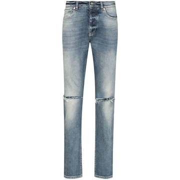 distressed straight-leg jeans