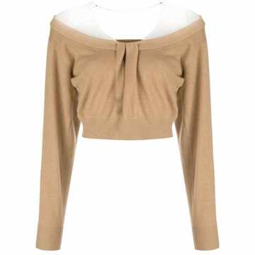 draped neck cropped jumper