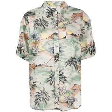 tropical print utility shirt