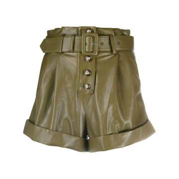 faux-leather belted shorts