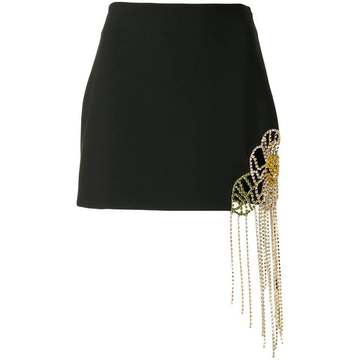 fringe crystal mini skirt