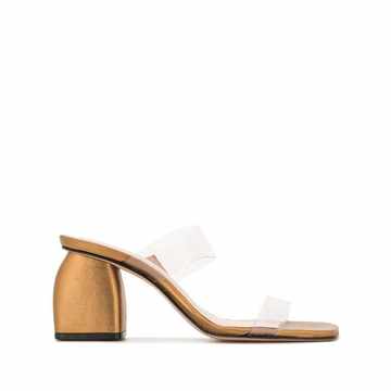 block heel metallic mules