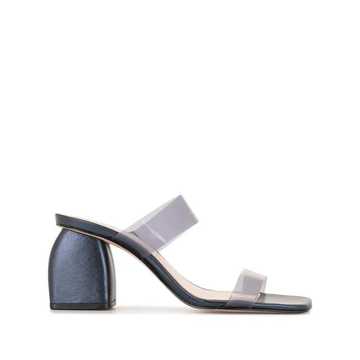 block heel metallic mules