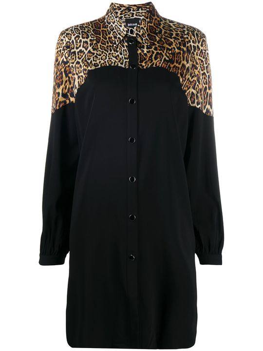 leopard print panelled shirt dress展示图