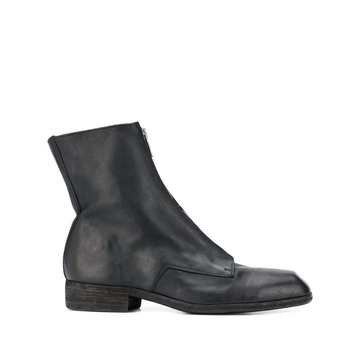 front-zip ankle boots