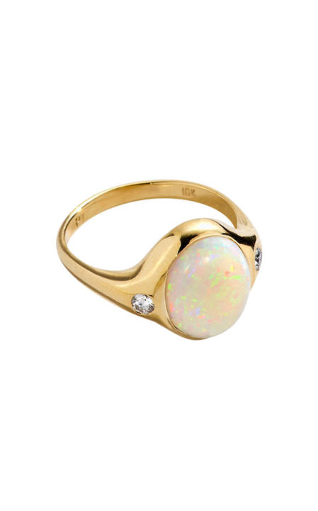 Essential 10kt Yellow-Gold, Opal and Diamond Ring展示图