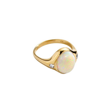 Essential 10kt Yellow-Gold, Opal and Diamond Ring